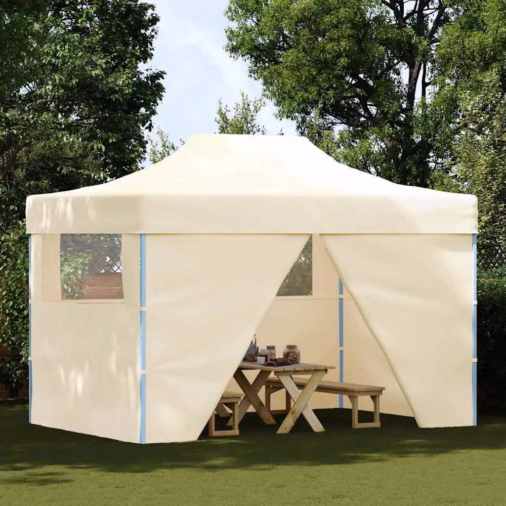 Berkfield Home Durable Foldable Pop-Up Tent with 4 Side Walls, White, W: 4.5 m, D: 3 m, H: 2.91 m – 3