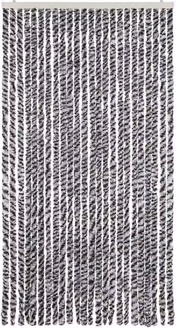 Berkfield Home Chenille Soft Fly Curtain in Grey, Black and White, W: 100 cm, H: 200 cm