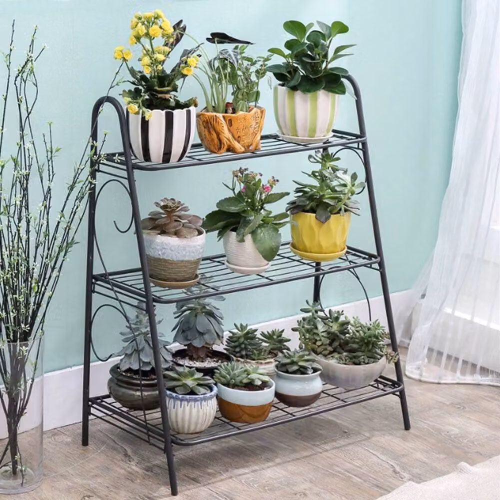 KORVIXA 3-Tier Metal Indoor Plant Pot Stand in Matt Black – 2