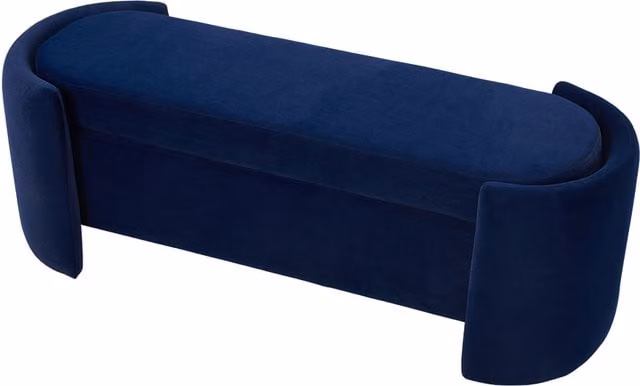 Livingandhome Modern Blue Velvet Upholstered Storage Ottoman Bench