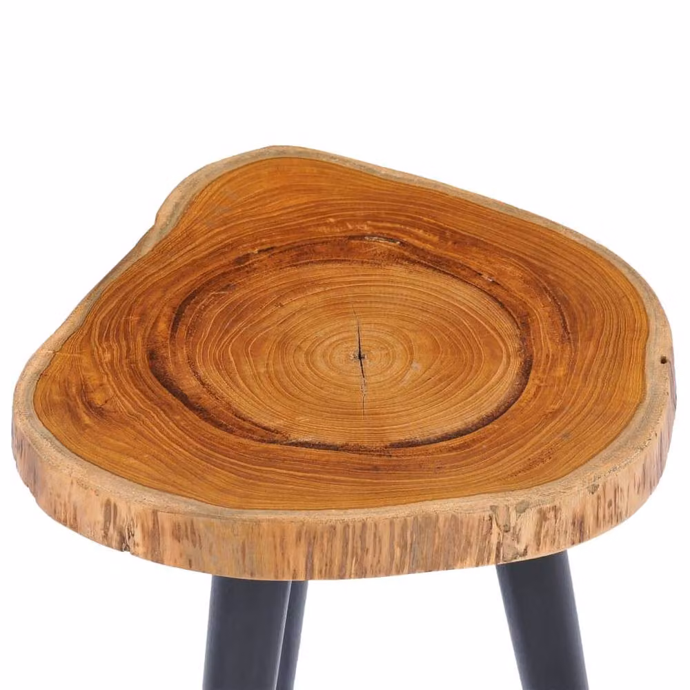 Berkfield Home Round Live Edge Coffee Table in Brown Mango and Teak Wood, W: 45 cm, D: 45 cm, H: 40 cm – 3