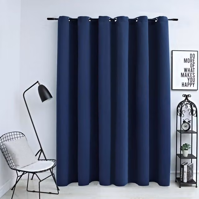 Berkfield Home Blue Blackout Fabric Curtain Panel with Eyelets, W: 290 cm, H: 245 cm – 1
