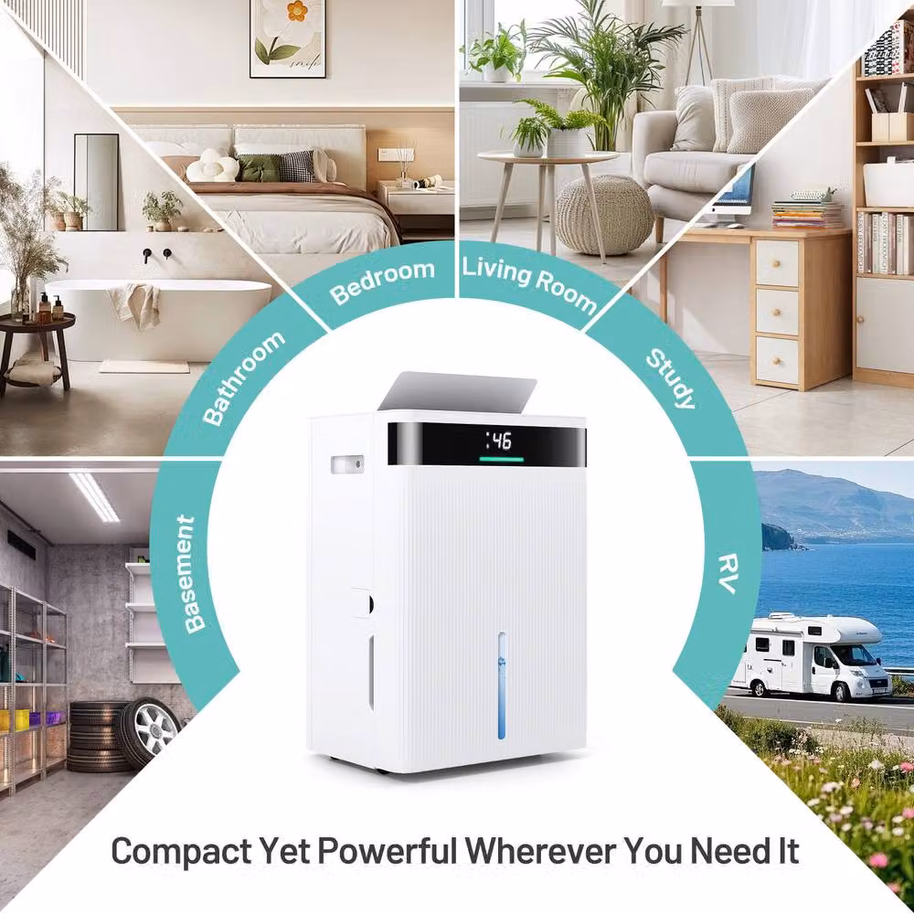 Gymax Dehumidifier for Home and Basement in White with 3 Modes, 24H Timer and Auto Swing – 5