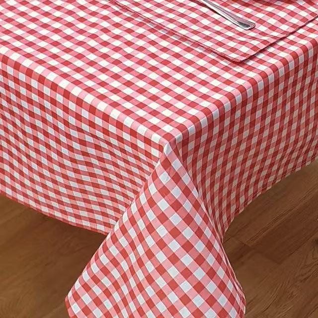Kitchenwise Red Gingham Checked Cotton Tablecloth