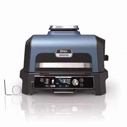 Ninja Woodfire Pro Connect XL Electric BBQ Grill and Smoker, Black and Blue
