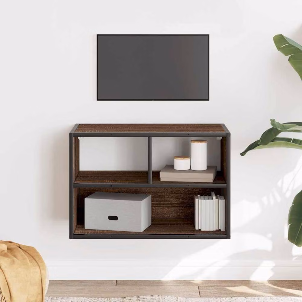 Berkfield Home Industrial TV Cabinet in Brown Oak, W/D/H: 60 x 31 x 39.5 cm – 3
