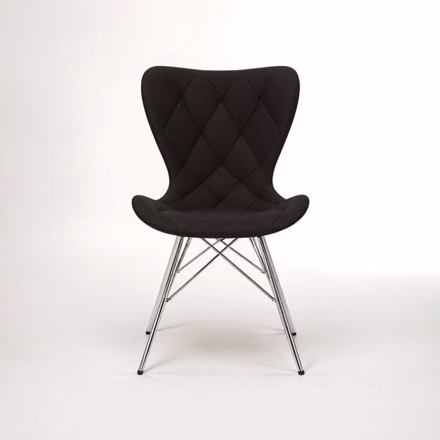 Interiors by Premier Modern Geometric Black Dining Chair with Fabric, Metal and Wood Construction