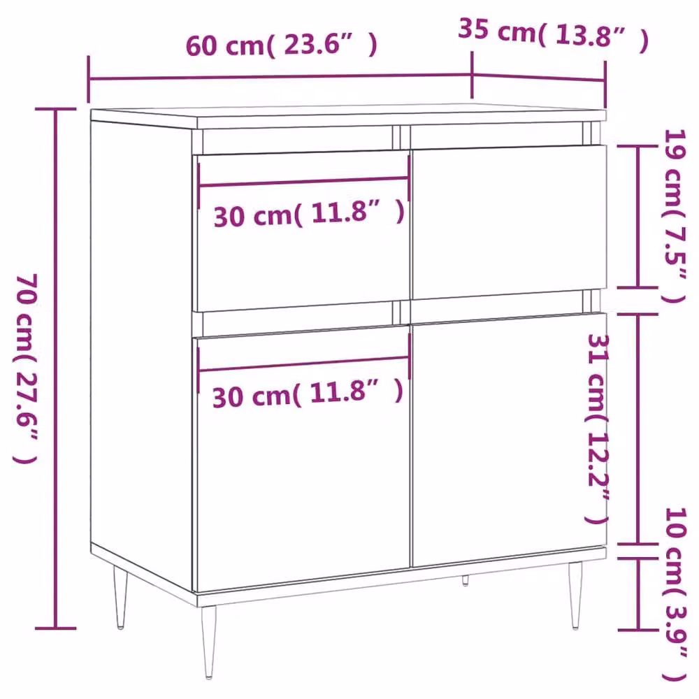 Berkfield Home Smoked Oak Sideboard in Brown, W/D/H: 60 x 35 x 70 cm – 6