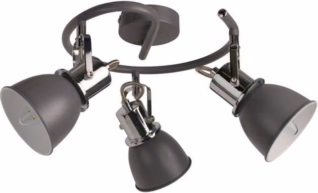 Pagazzi Amelix Modern 3 Light Adjustable Ceiling Spotlight in Grey and Chrome