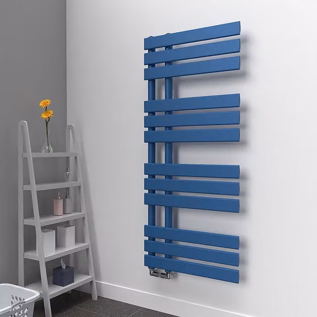 Lux Heat Open Flat Coloured Towel Radiator in Galaxy Blue, H 118.0 cm x W 50.0 cm