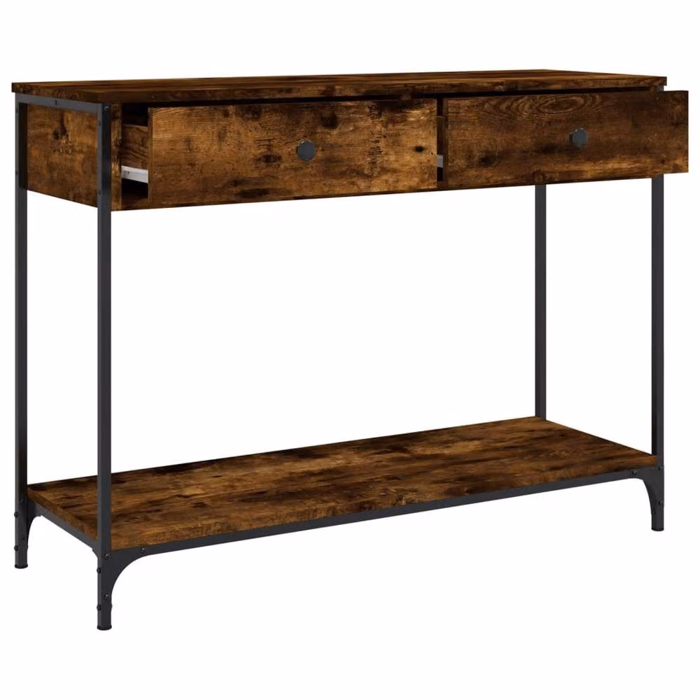 Berkfield Home Smoked Oak Console Table, Brown, W/D/H: 100 x 34.5 x 75 cm – 4