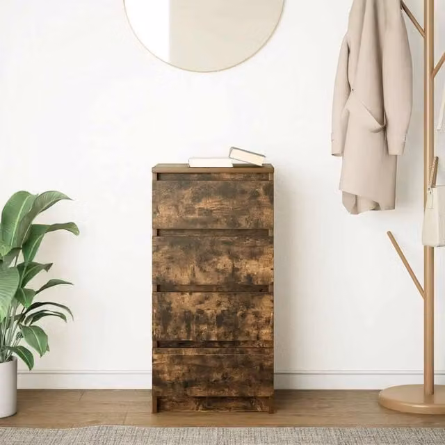 Berkfield Home Smoked Oak Sideboard in Brown, W/D/H: 37.5 x 35 x 76 cm – 1