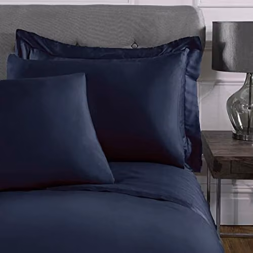 Smart Living Luxury 300 Thread Count 100% Cotton Sateen Anti-Allergy Pillowcase Set, Navy Blue, W: 50 cm x L: 75 cm – 4