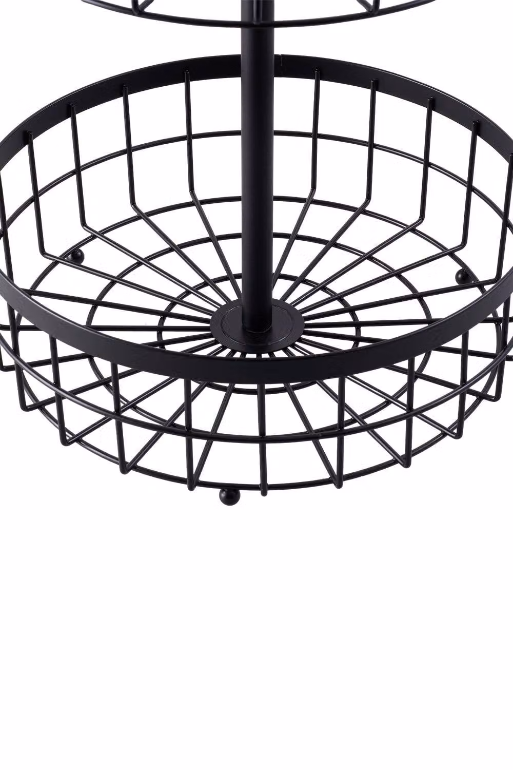 Garden Sanctuary 2-Tier Fruit Basket with Hangers and Wooden Handle in Black – 4