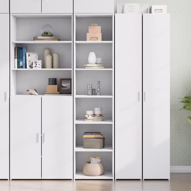 Berkfield Home Modern White Highboard with Hinged Doors and Internal Shelves, W/D/H: 45 x 41 x 185 cm – 1