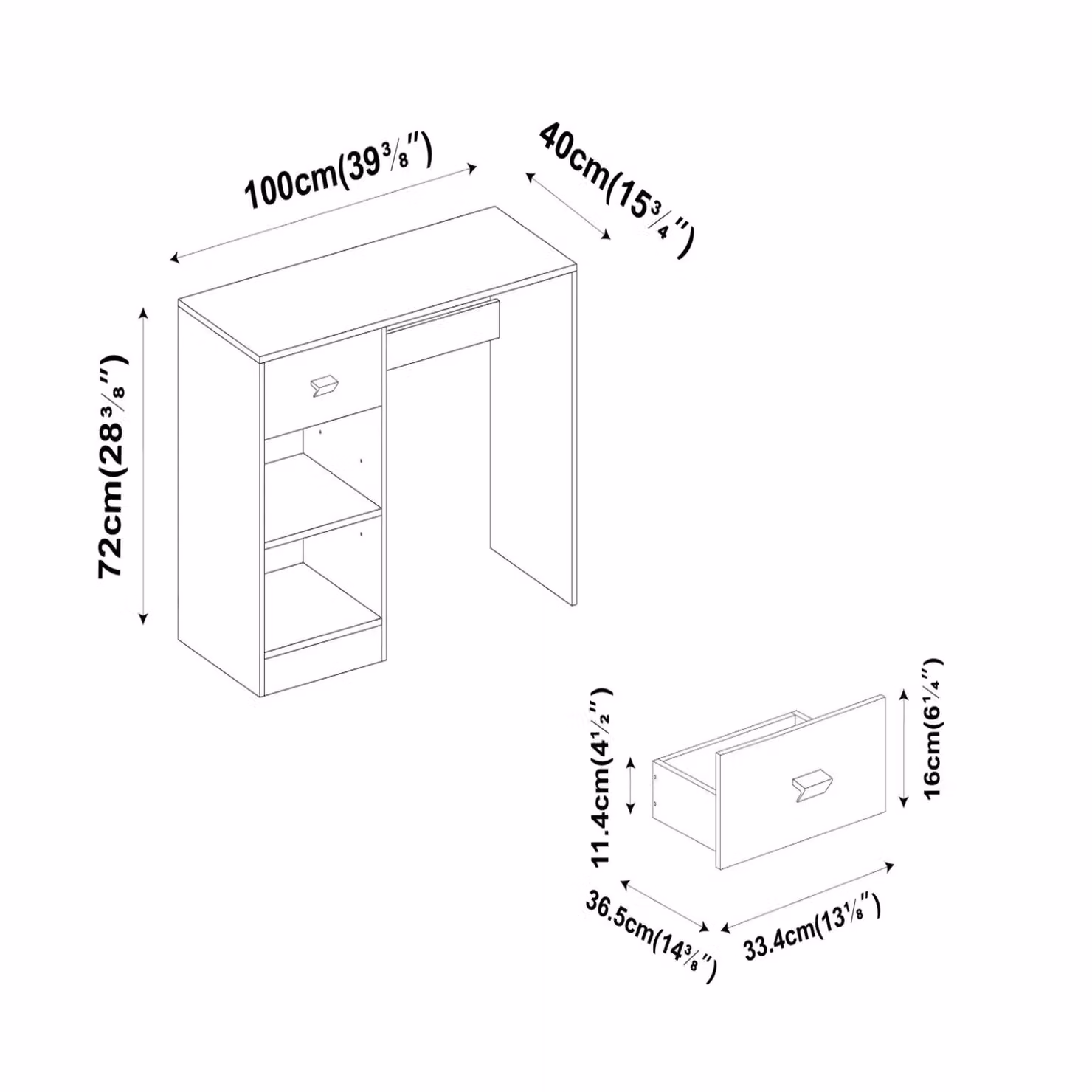 EONLION Black Wooden 1-Drawer Computer Desk and Dressing Table – 3