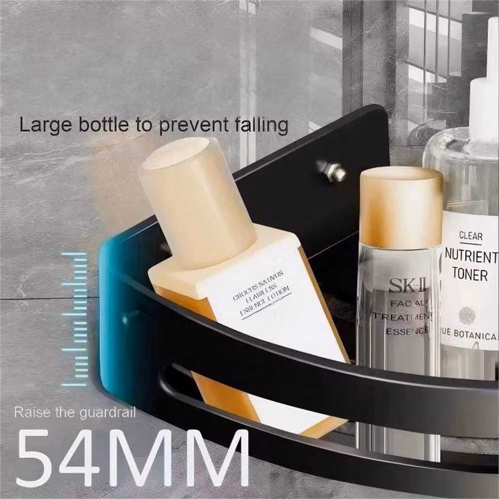 EONLION Black Adhesive Corner Organiser Storage Rack for Kitchen and Bathroom – 4