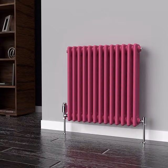 Lux Heat Horizontal 3 Column Steel Radiator in Barbie Pink, W: 60.5 cm, H: 60 cm
