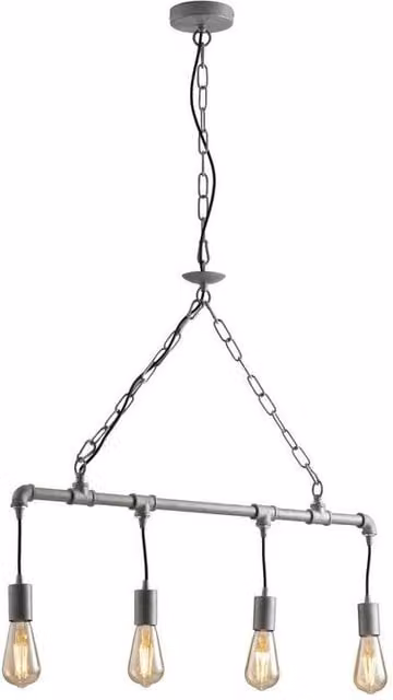 Netlighting Amarcord Grey Industrial Pipe Effect Bar Ceiling Pendant Light with E27 Socket