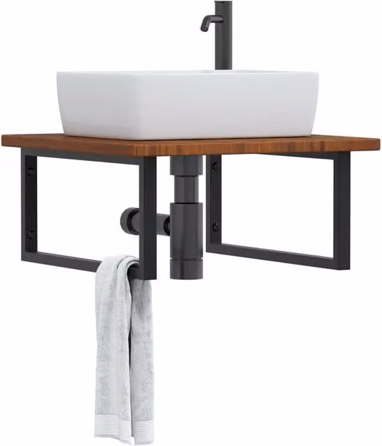 Berkfield Home Wall Mounted Basin Shelf in Brown Oak and Steel