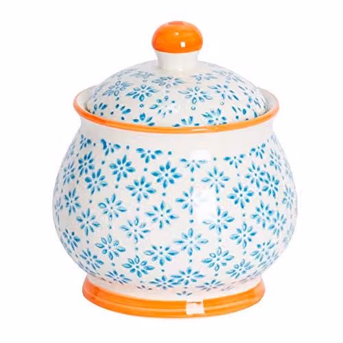 Nicola Spring Floral Patterned Porcelain Sugar Bowl with Lid, Blue