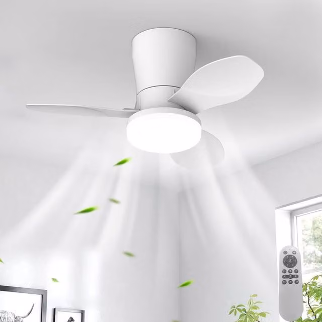 Garwarm LED Ceiling Fan with Dimmable Light and Remote Control, White