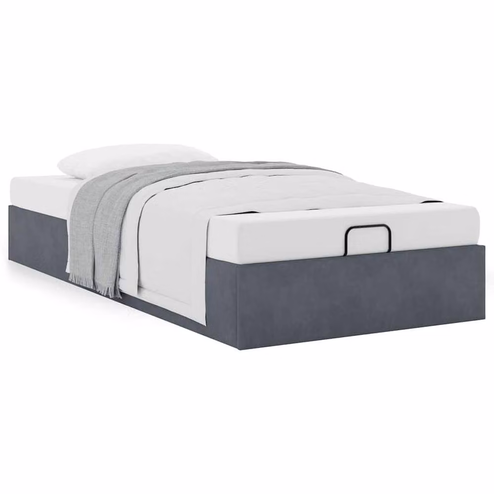 Berkfield Home Single Ottoman Bed Frame in Dark Grey Velvet – 2