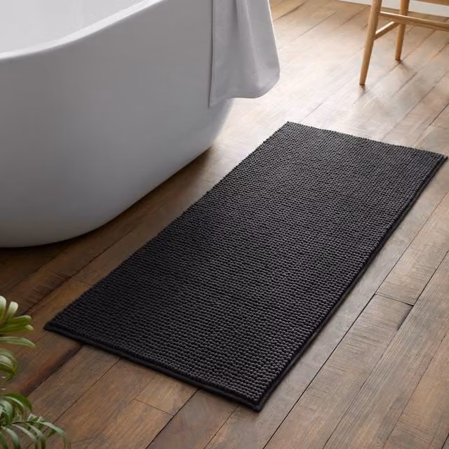 Catherine Lansfield Bobble Rectangular Runner Bath Mat, Charcoal Grey, W: 120 cm, D: 50 cm