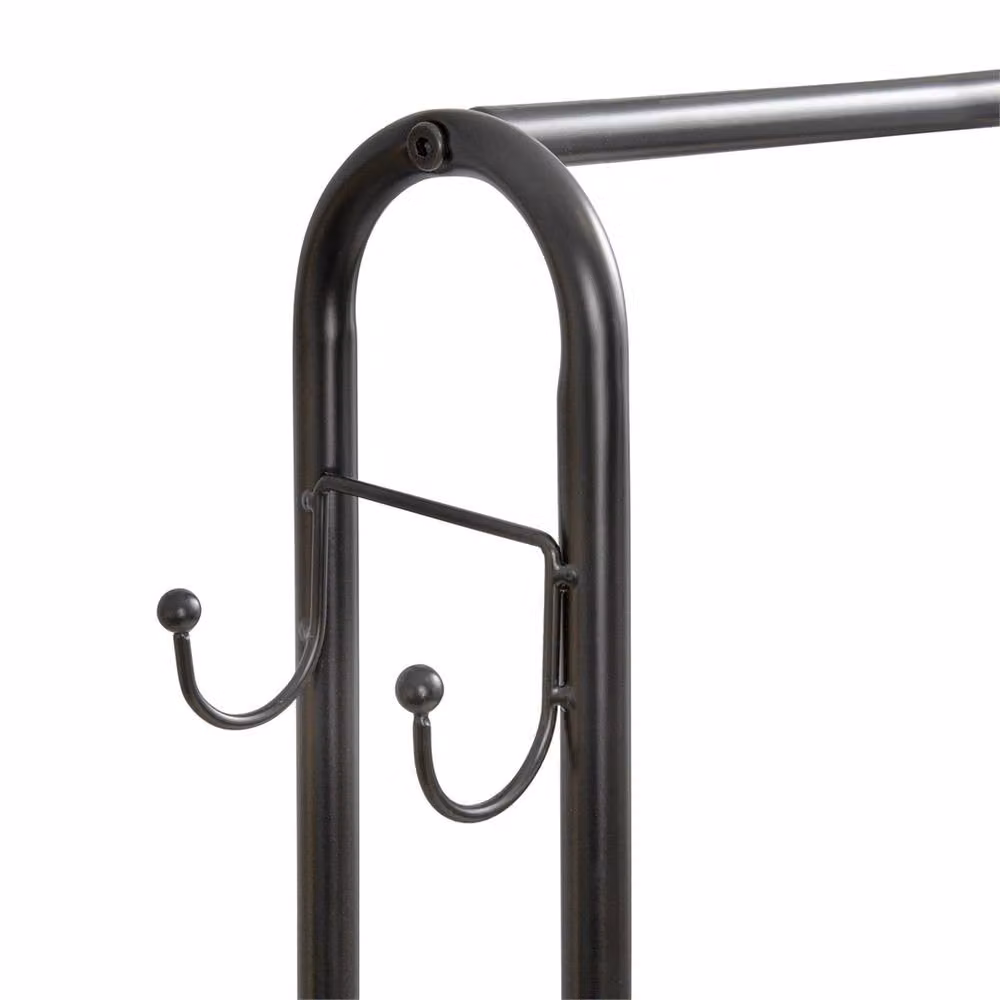 FORGEVIO Black Metal Clothes Stand with 2 Shoe Shelves and Clothes Rail – 2