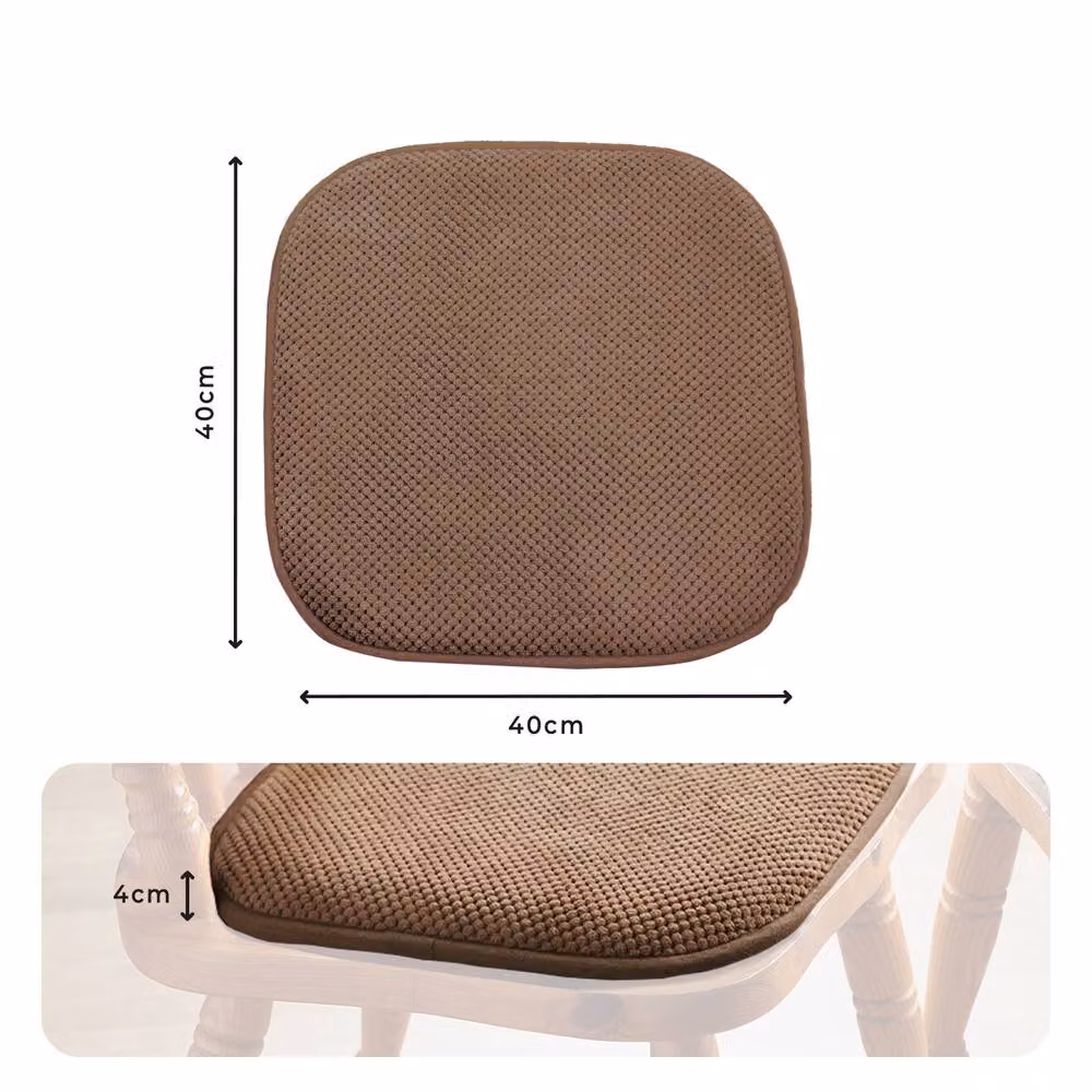 Coopers of Stortford Pack of 2 Memory Foam Dining Chair Seat Pads in Brown Chenille with Non-Slip Backing, W/D: 40 x 40 cm – 3