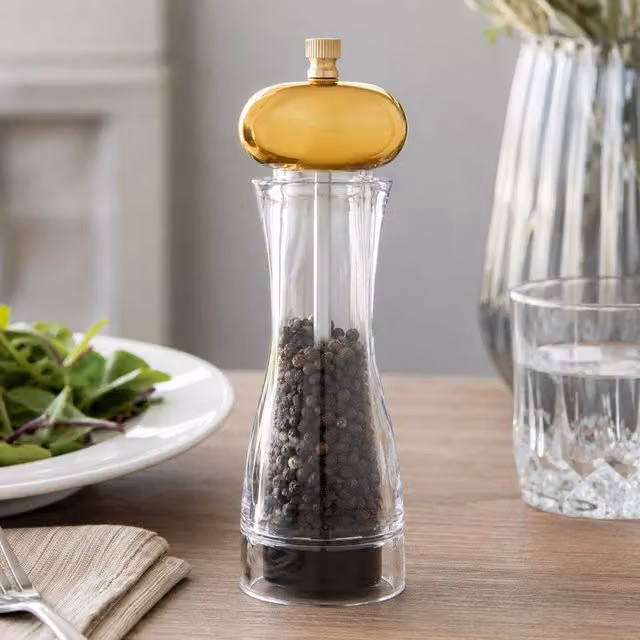 Premier Housewares Salt and Pepper Grinder in Gold and Transparent with Ceramic and Metal Mechanism – 3