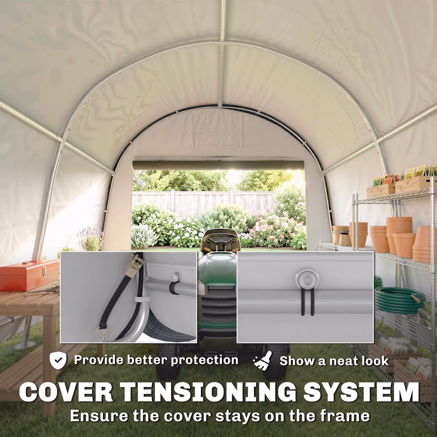 Outsunny Grey Garden Storage Tent with Galvanised Steel Frame and Double Doors, W: 300 cm, D: 300 cm, H: 235 cm – 7