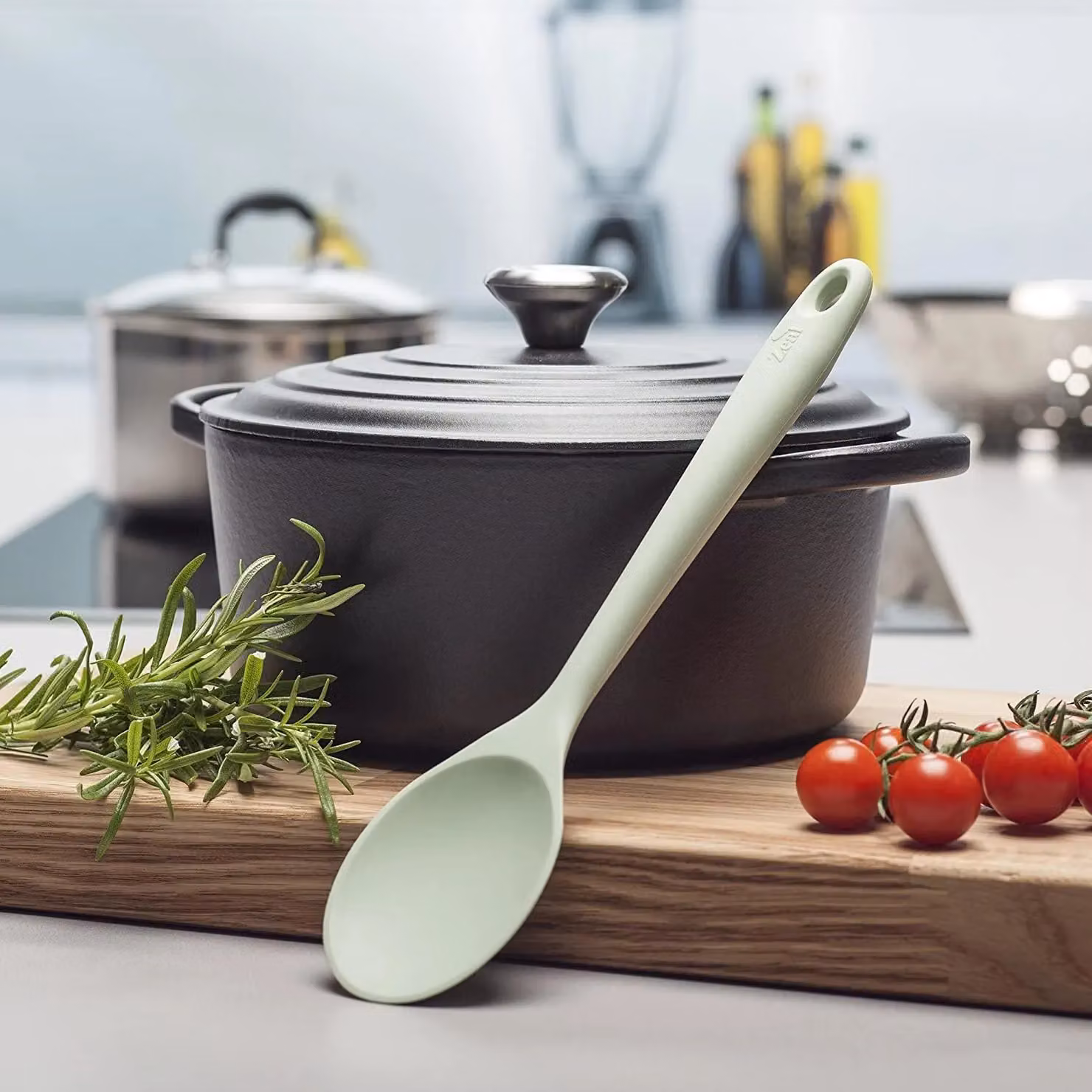Zeal Silicone Non-Stick Cooking Spoon in Green, Length: 28 cm – 2