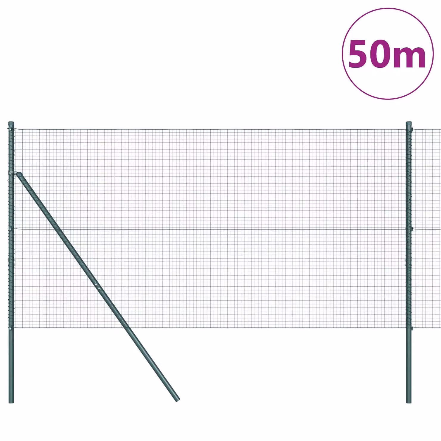 Berkfield Home Green Steel Welded Wire Fence with 13 Posts, 1 x 50 m – 2