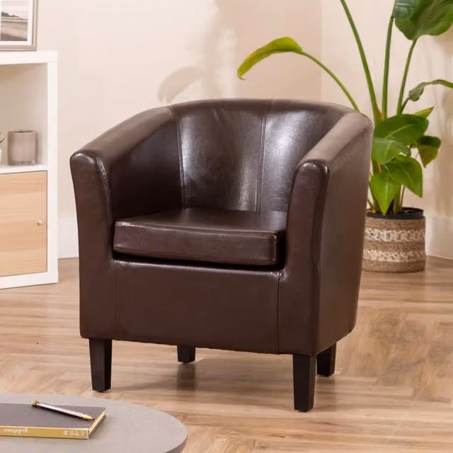Artemis Home Meriden Brown Vegan Leather Tub Chair – 2
