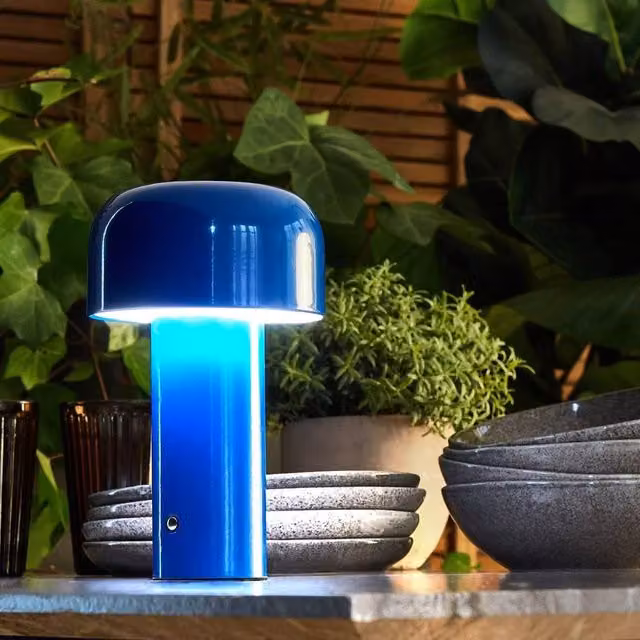 Wyld and Coco Blue Metal Wireless Table Lamp with Touch Dimmer and Three Colour Temperature Modes