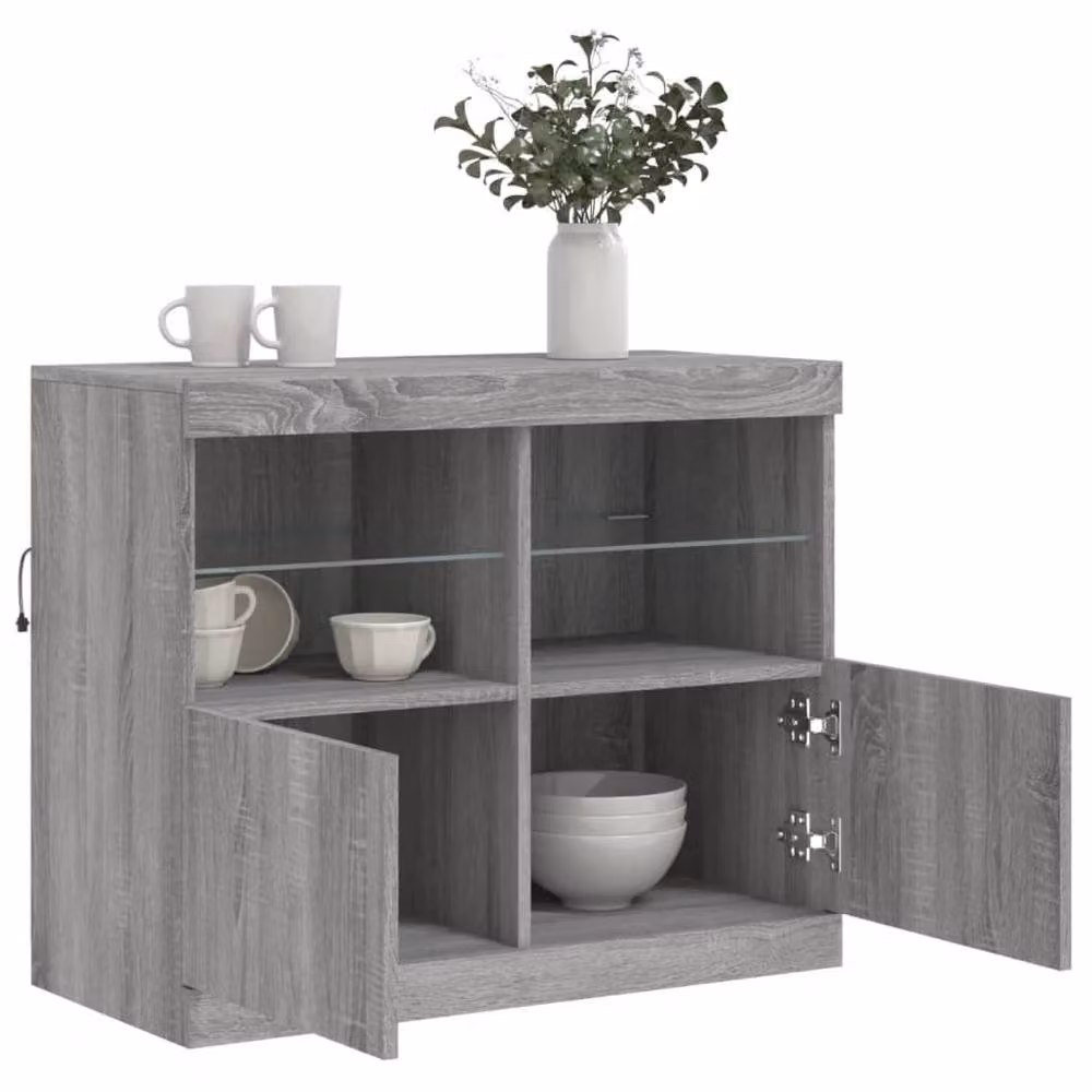 Berkfield Home Modern Grey Sonoma Sideboard with Integrated LED Lights, W/D/H: 81 x 37 x 67 cm – 4