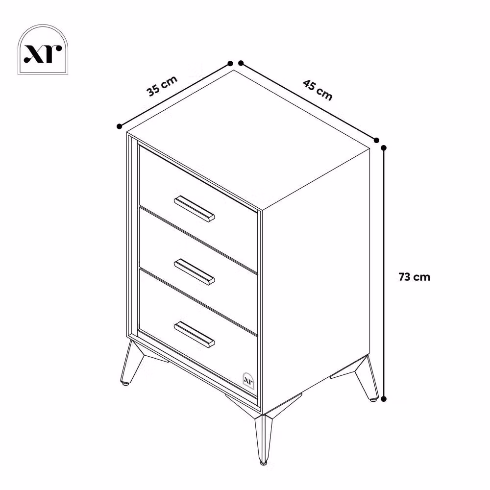 X Rocker Florence Canvas Chest of 3 Drawers in Beige and White – 5