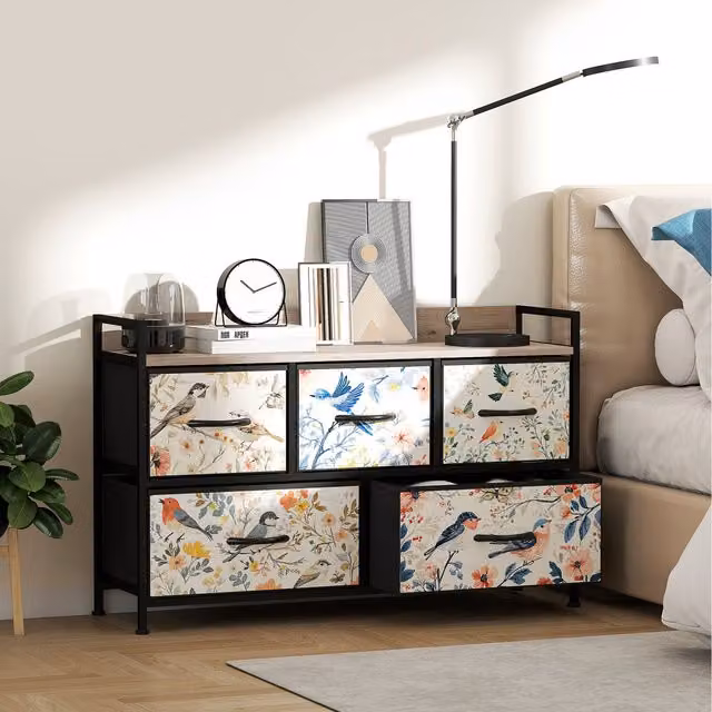 HOMCOM White Modern Fabric Chest of Drawers for Bedroom and Living Room, Width: 63 cm