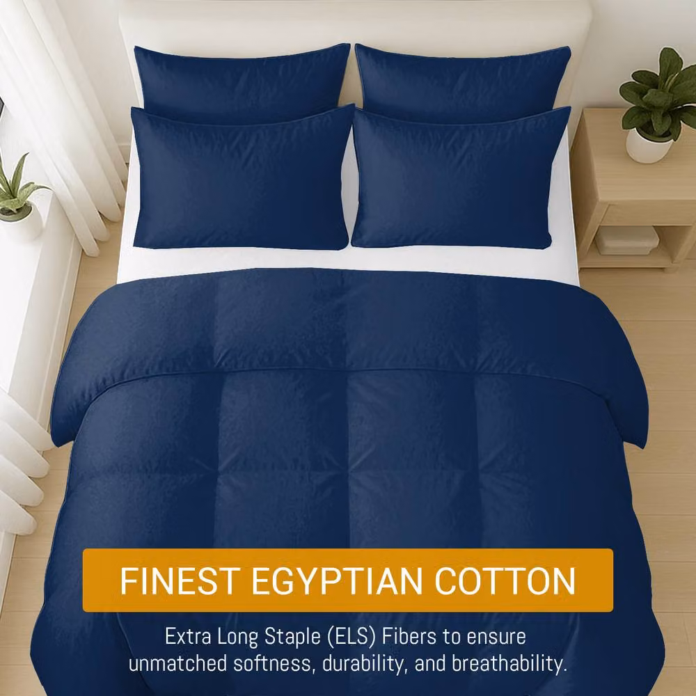 Grace 400 TC 100% Egyptian Cotton Duvet Cover Set with Zipper Closure, Blue, W: 180 cm, D: 200 cm – 3