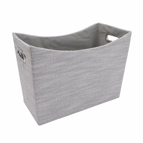 JVL Serena Fabric Magazine Storage Holder with Handles, Grey, W/D/H: 29.0 x 21.0 x 21.0 cm