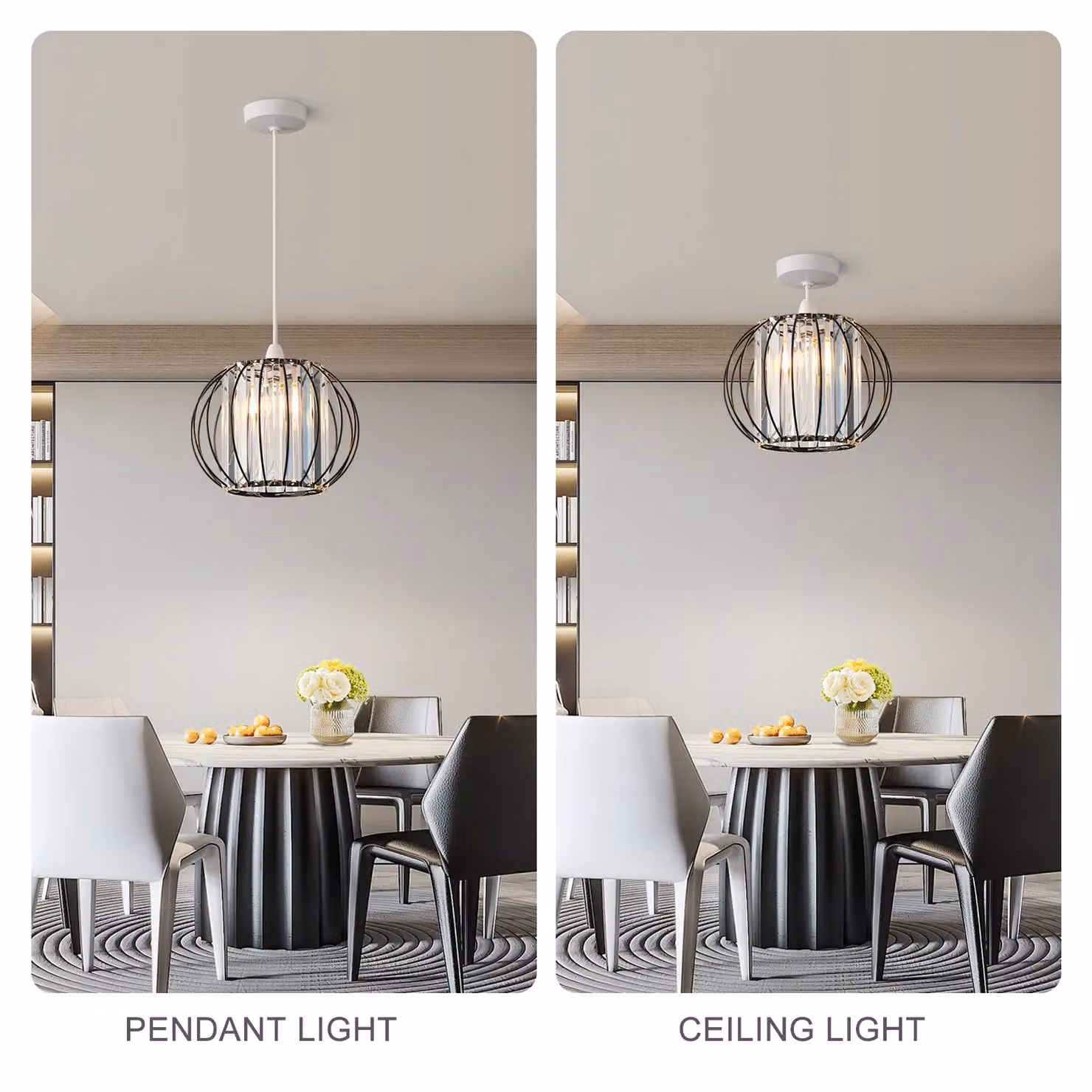 Harper Living Modern Sphere Easy Fit Pendant Shade in Matt Black, Diameter: 27 cm – 4