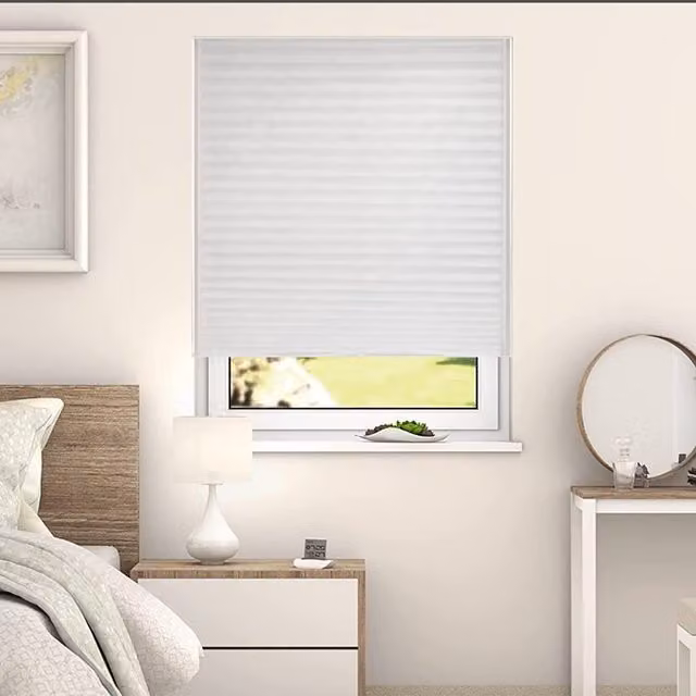 NewEdgeBlinds Dim Out Single Pleat Pleated Blind Shade in White, Width: 80 cm