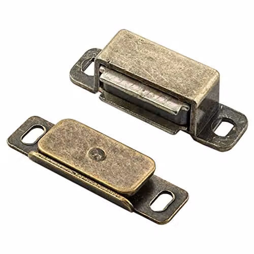 Loops 2 Pack Magnetic Cupboard Door Catch in Florentine Bronze with 37mm Fixing Centres and 6kg Pull – 2