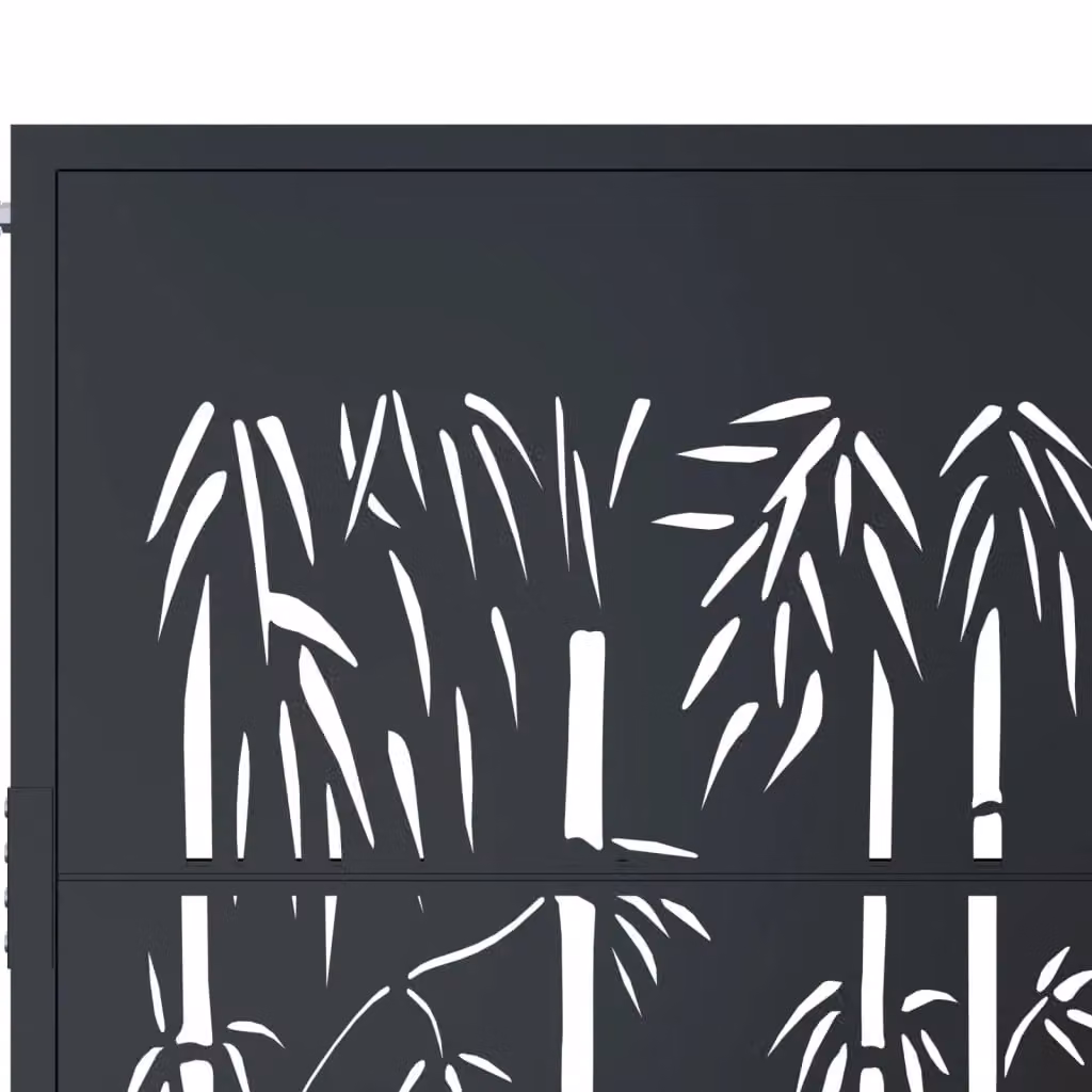 Berkfield Anthracite Steel Garden Gate with Bamboo Design, W: 105 cm, H: 130 cm – 3