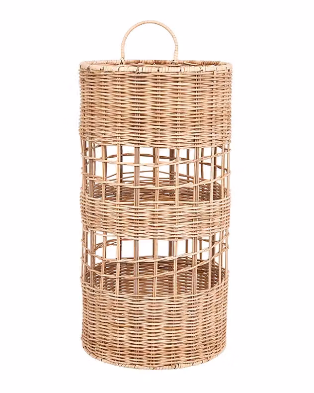 Dibor Traditional Style Willow Wicker Umbrella Stand in Natural Beige and Sand – 2
