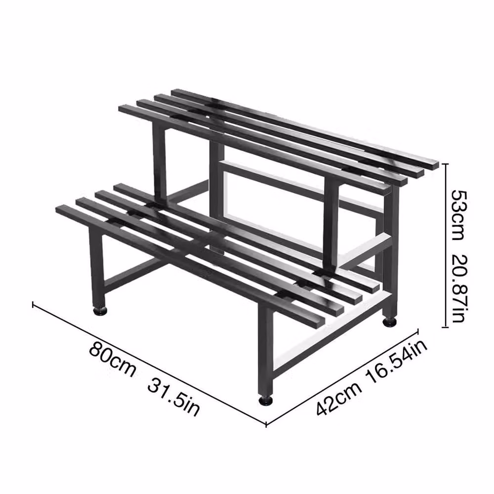 SPETLEK Double Layer Metal Plant Stand in Matt Black, W/D/H: 42.0 x 53.0 x 80.0 cm – 2
