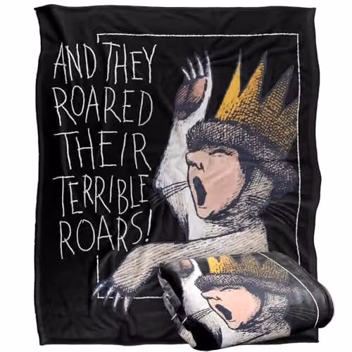LOGOVISION Where The Wild Things Are Roar Super Soft Fleece Throw Blanket, Multicolour, W: 152 cm, D: 127 cm – 1