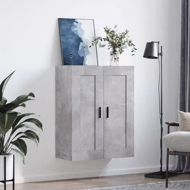 Berkfield Home Wall Mounted Cabinet in Concrete Grey, W/D/H: 69.5 x 34 x 90 cm – 1