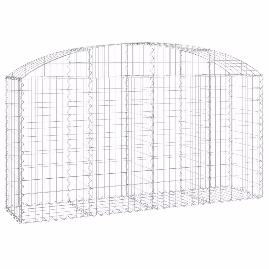 Berkfield Home Arched Gabion Basket in Silver Galvanised Steel, W: 200 cm, D: 50 cm, H: 100/120 cm – 2